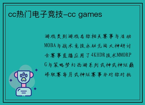 cc热门电子竞技-cc games